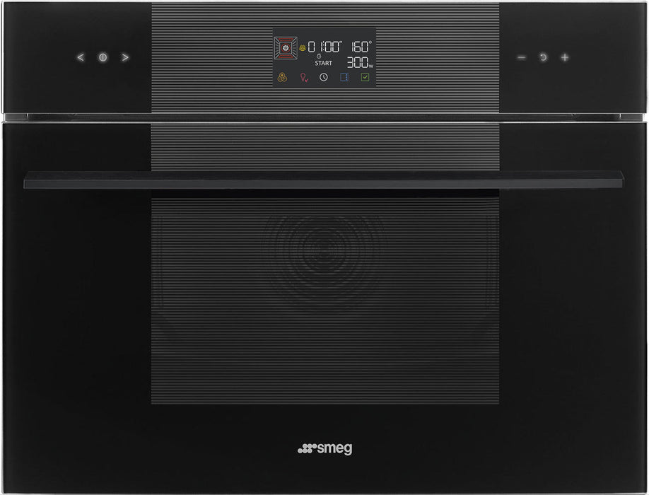 Smeg Linea 45cm Compact Built-In Oven & Combi Microwave, Vapor Clean - Black | SMG SO4102M1B3