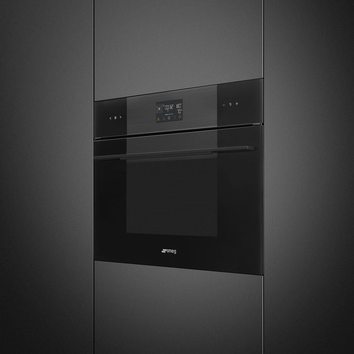 Smeg Linea 45cm Compact Steam100 Oven, Combi Steam, Vapor Clean - Black | SMG SO4102S3B3