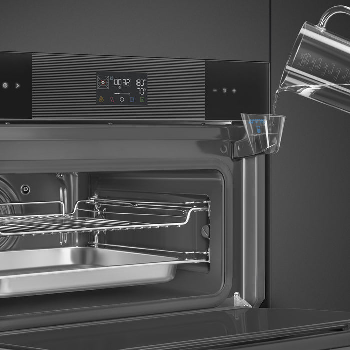 Smeg Linea 45cm Compact Steam100 Oven, Combi Steam, Vapor Clean - Black | SMG SO4102S3B3