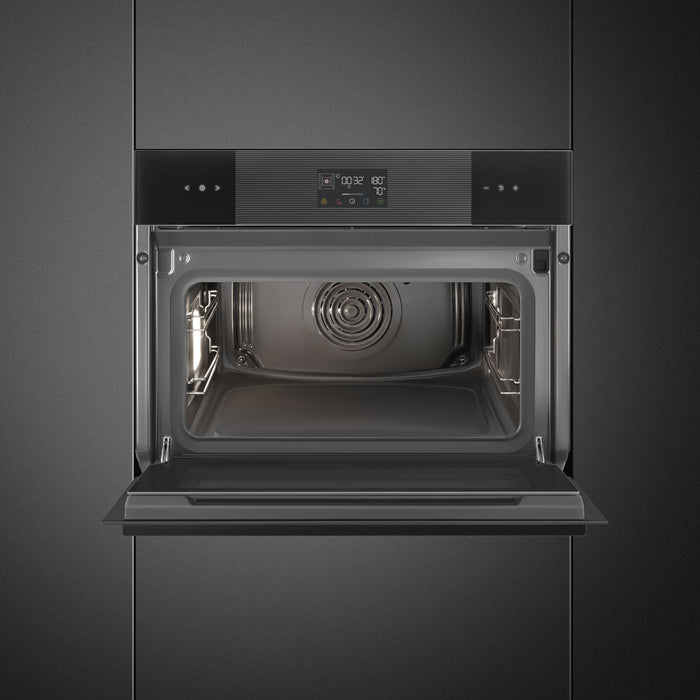 Smeg Linea 45cm Compact Steam100 Oven, Combi Steam, Vapor Clean - Black | SMG SO4102S3B3
