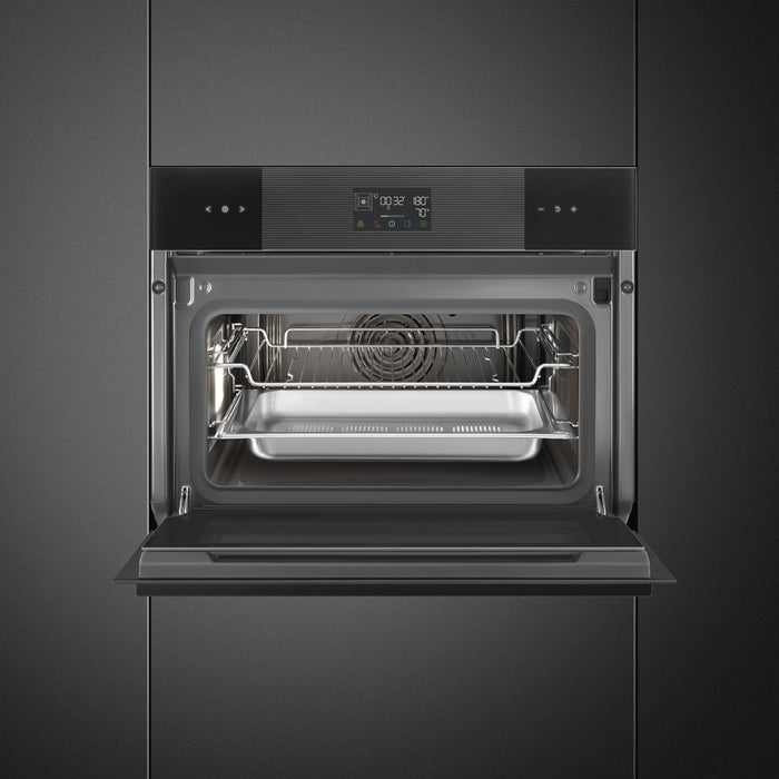 Smeg Linea 45cm Compact Steam100 Oven, Combi Steam, Vapor Clean - Black | SMG SO4102S3B3