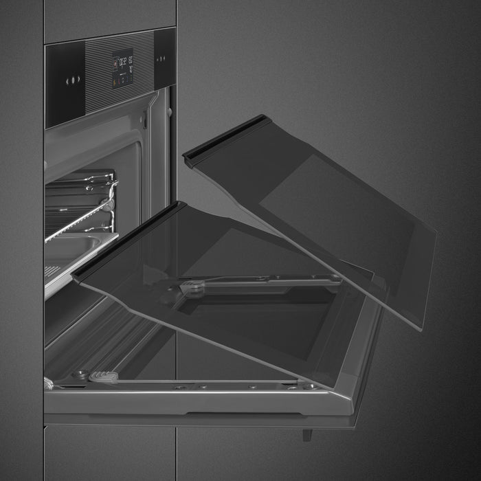 Smeg Linea 45cm Compact Steam100 Oven, Combi Steam, Vapor Clean - Black | SMG SO4102S3B3