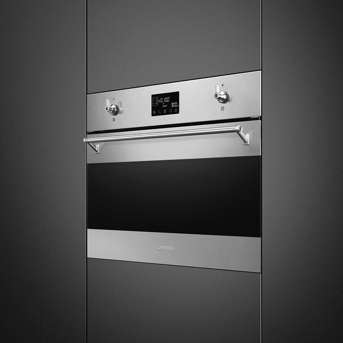 Smeg Galileo Classic 45cm Compact Built-In Oven & Micro combi Microwave, Vapor Clean - Stainless steel | SMG SO4302M1X