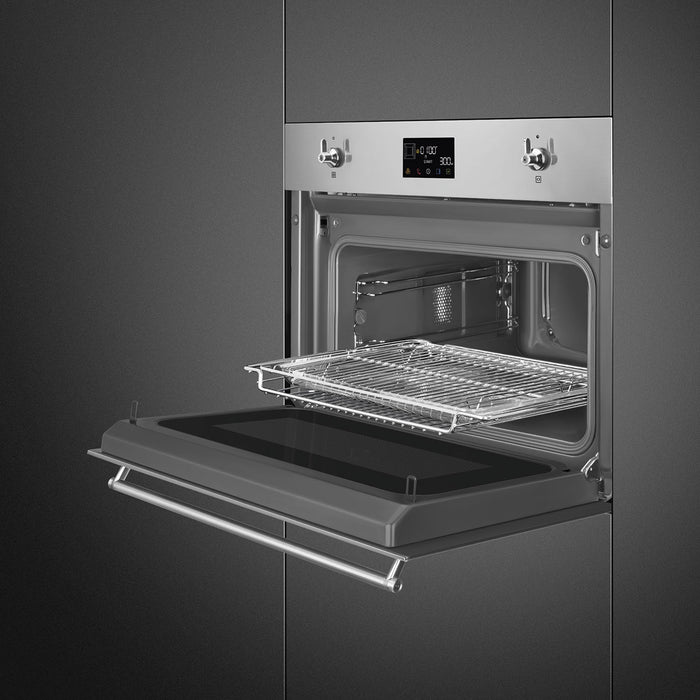 Smeg Galileo Classic 45cm Compact Built-In Oven & Micro combi Microwave, Vapor Clean - Stainless steel | SMG SO4302M1X