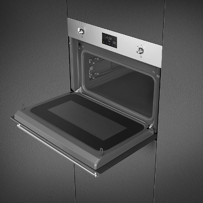 Smeg Galileo Classic 45cm Compact Built-In Oven & Micro combi Microwave, Vapor Clean - Stainless steel | SMG SO4302M1X