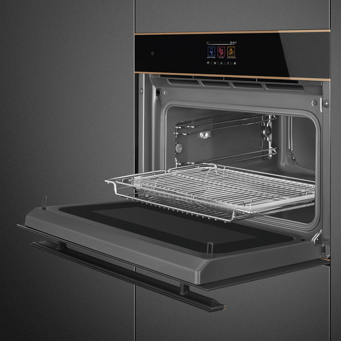 Smeg Dolce Stil Novo 45cm Compact Built-In Oven & Speedwave Microwave - Black | SMG SO4604M2PNR