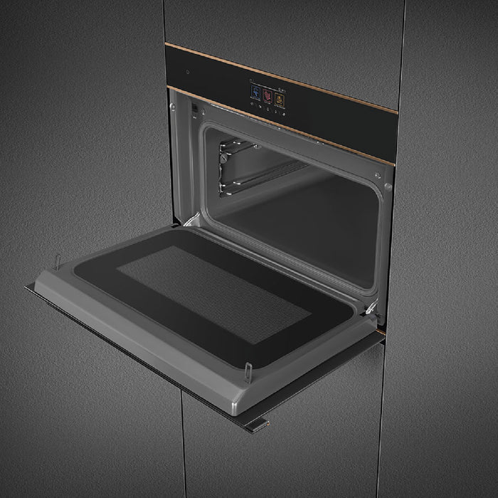 Smeg Dolce Stil Novo 45cm Compact Built-In Oven & Speedwave Microwave - Black | SMG SO4604M2PNR