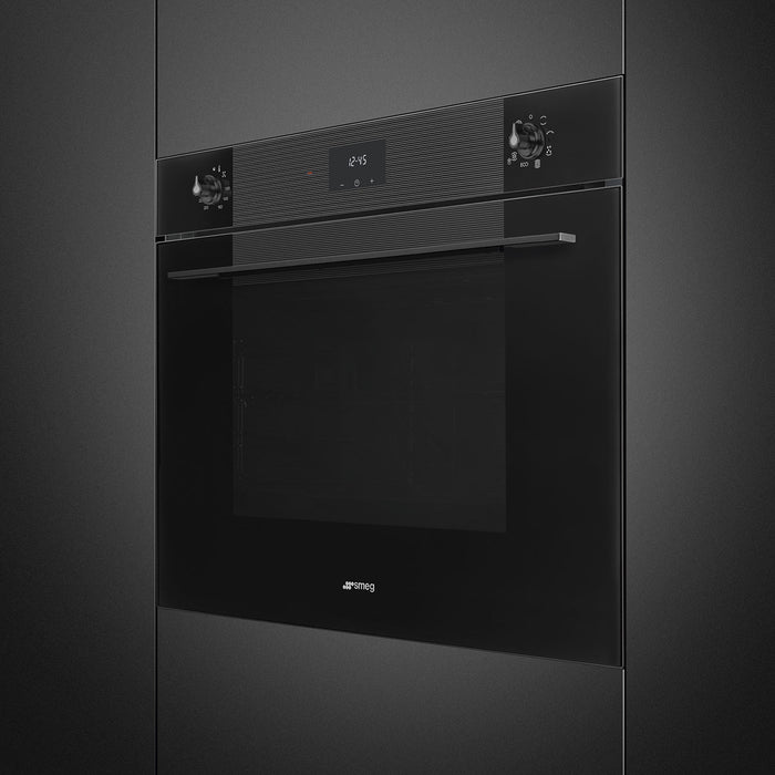 Smeg Linea 75cm Built-In Single Oven, Vapor Clean, Thermo-ventilated - Black | SMG SO5100TB3