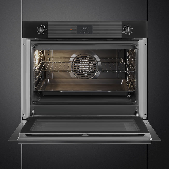 Smeg Linea 75cm Built-In Single Oven, Vapor Clean, Thermo-ventilated - Black | SMG SO5100TB3