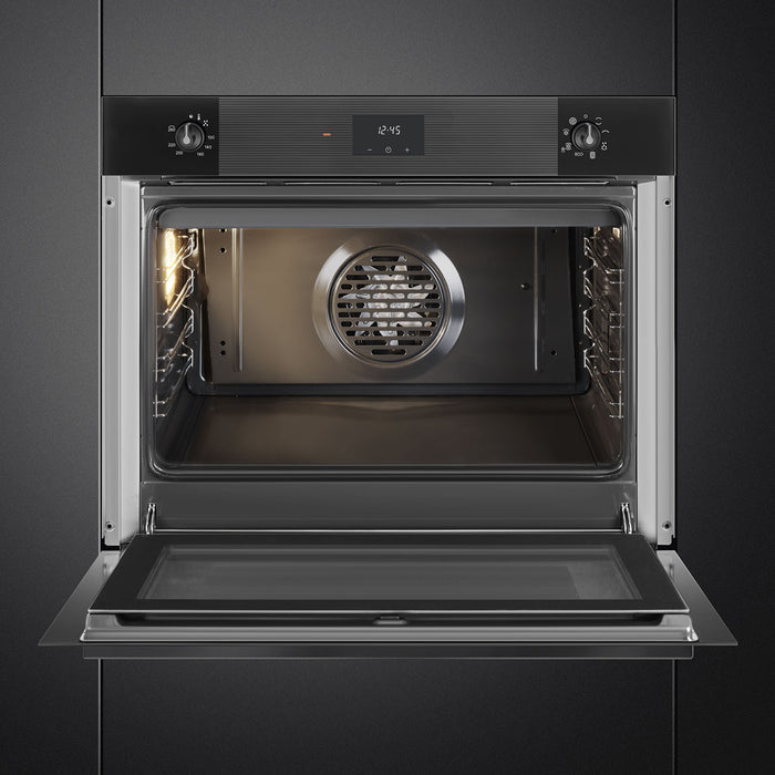 Smeg Linea 75cm Built-In Single Oven, Vapor Clean, Thermo-ventilated - Black | SMG SO5100TB3