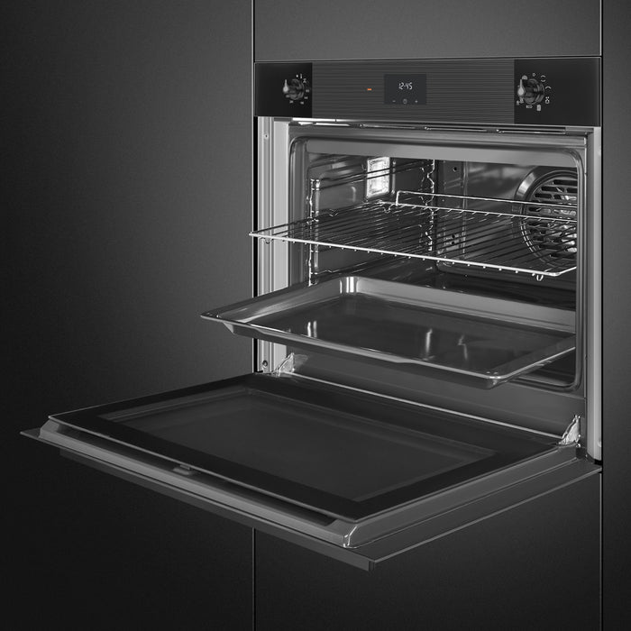 Smeg Linea 75cm Built-In Single Oven, Vapor Clean, Thermo-ventilated - Black | SMG SO5100TB3