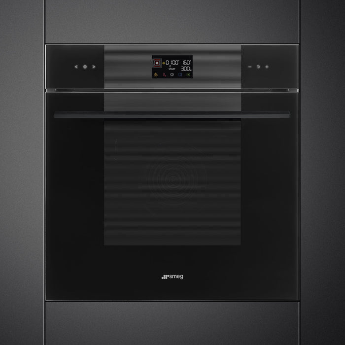Smeg Linea 60cm Built-In SpeedwaveXL Single Oven & Combi Microwave, Vapor Clean -  Black | SMG SO6102M2B3