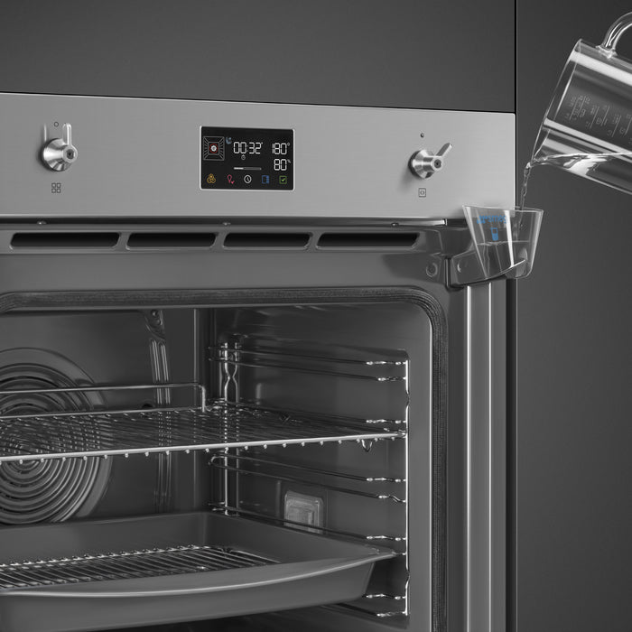 Smeg Classic 60cm Built-In SteamOne Single Oven, Combi Steam, Pyrolytic - Stainless steel | SMG SOP6302S2PX