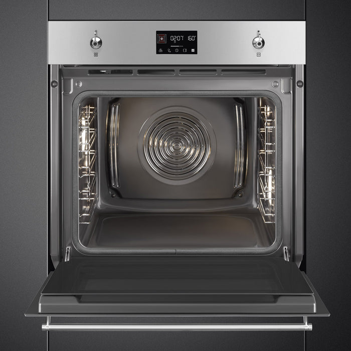 Smeg Classic 60cm Built-In Traditional Single Oven, Thermo-ventilated, Pyrolytic - Stainless steel | SMG SOP6302TX