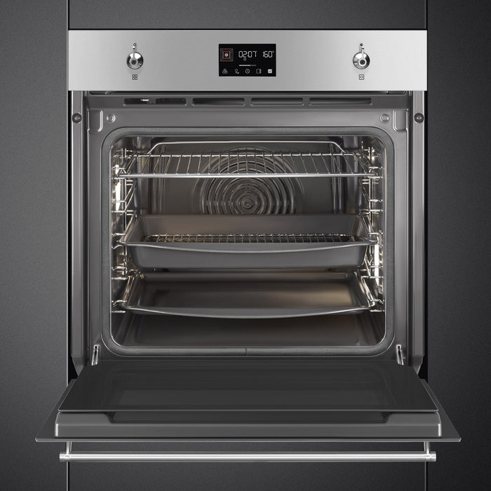 Smeg Classic 60cm Built-In Traditional Single Oven, Thermo-ventilated, Pyrolytic - Stainless steel | SMG SOP6302TX