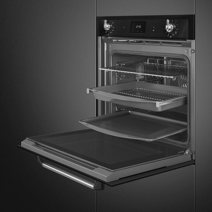 Smeg Victoria 60cm Built-In Traditional Pyro Single Oven - Black | SMG SOP6900TN