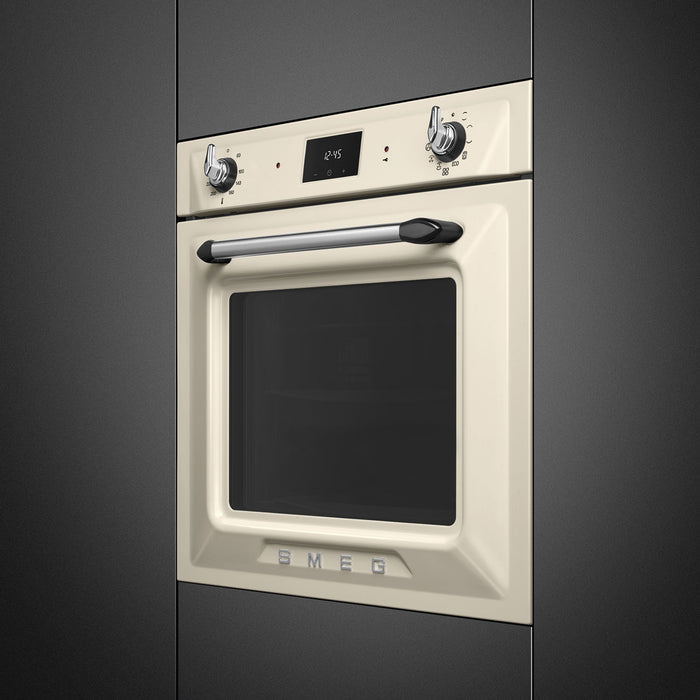 Smeg Victoria 60cm Built-In Traditional Pyro Single Oven - Cream || SOP6900TP
