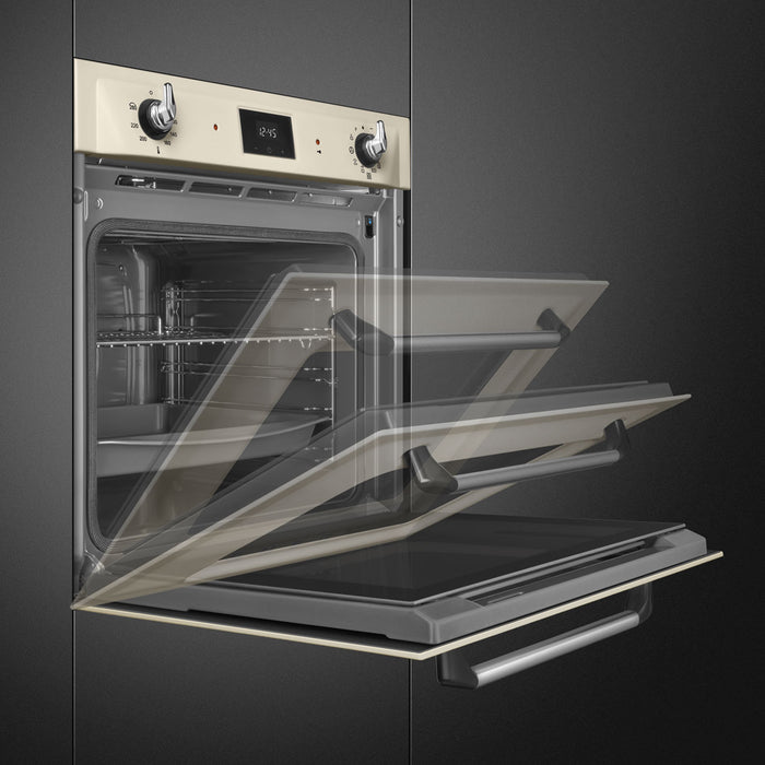 Smeg Victoria 60cm Built-In Traditional Pyro Single Oven - Cream || SOP6900TP