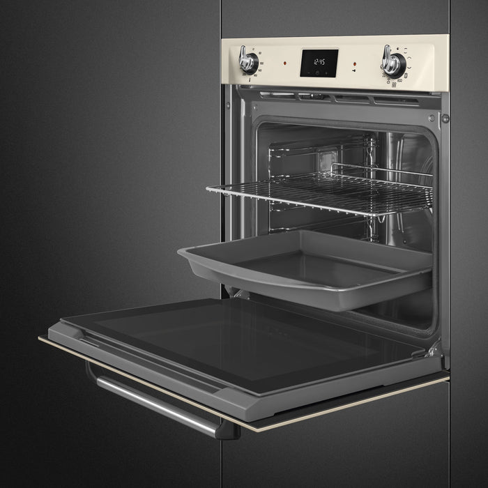 Smeg Victoria 60cm Built-In Traditional Pyro Single Oven - Cream || SOP6900TP
