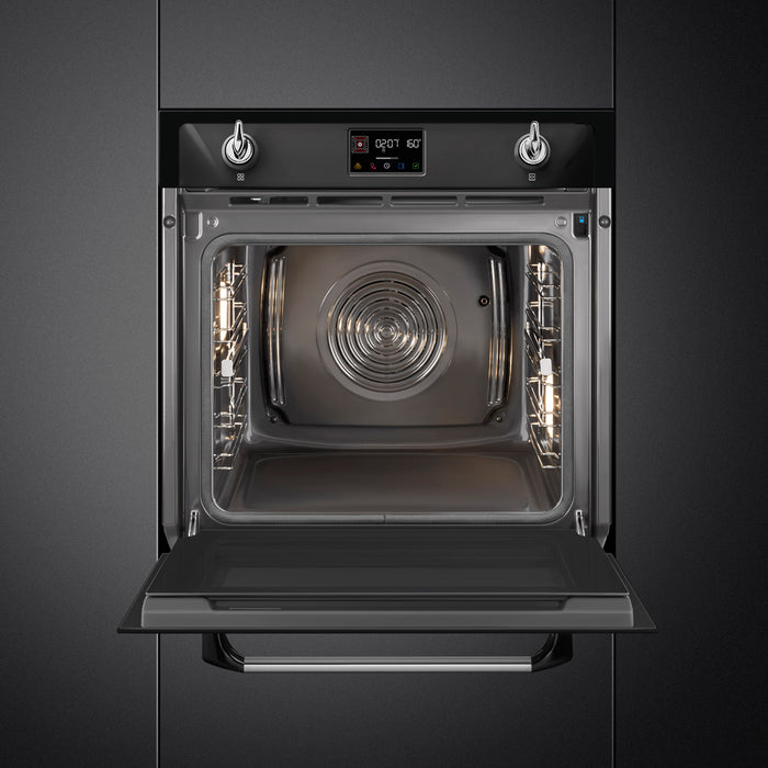 Smeg Victoria 60cm Built-In SteamOne Single Oven, Combi Steam, Pyrolytic - Black | SMG SOP6902S2PN