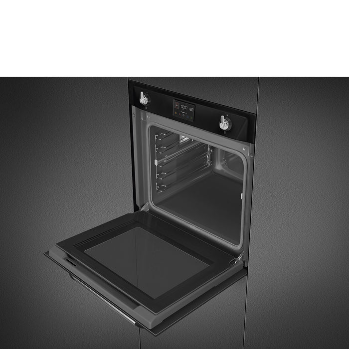 Smeg Victoria 60cm Built-In SteamOne Single Oven, Combi Steam, Pyrolytic - Black | SMG SOP6902S2PN