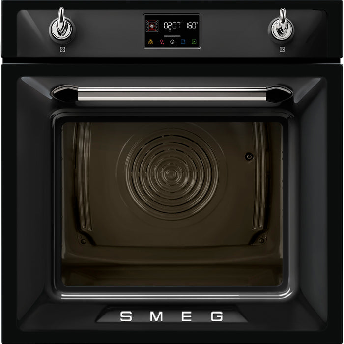 Smeg Victoria 60cm Built-In SteamOne Single Oven, Combi Steam, Pyrolytic - Black | SMG SOP6902S2PN