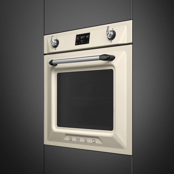 Smeg Victoria 60cm Built-In SteamOne Single Oven, Combi Steam, Pyrolytic - Cream | SMG SOP6902S2PP