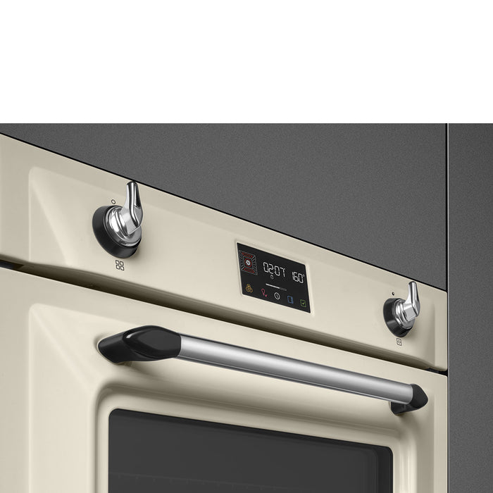 Smeg Victoria 60cm Built-In SteamOne Single Oven, Combi Steam, Pyrolytic - Cream | SMG SOP6902S2PP