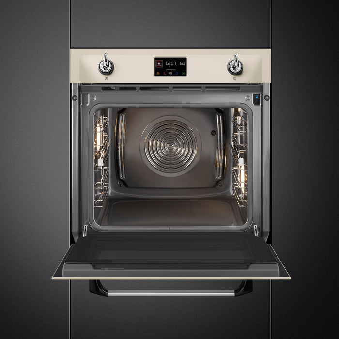 Smeg Victoria 60cm Built-In SteamOne Single Oven, Combi Steam, Pyrolytic - Cream | SMG SOP6902S2PP