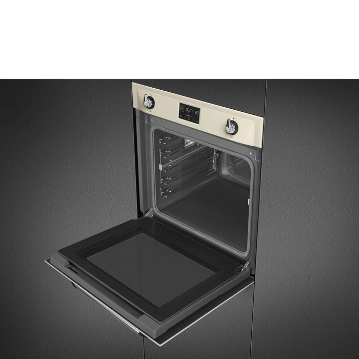 Smeg Victoria 60cm Built-In SteamOne Single Oven, Combi Steam, Pyrolytic - Cream | SMG SOP6902S2PP