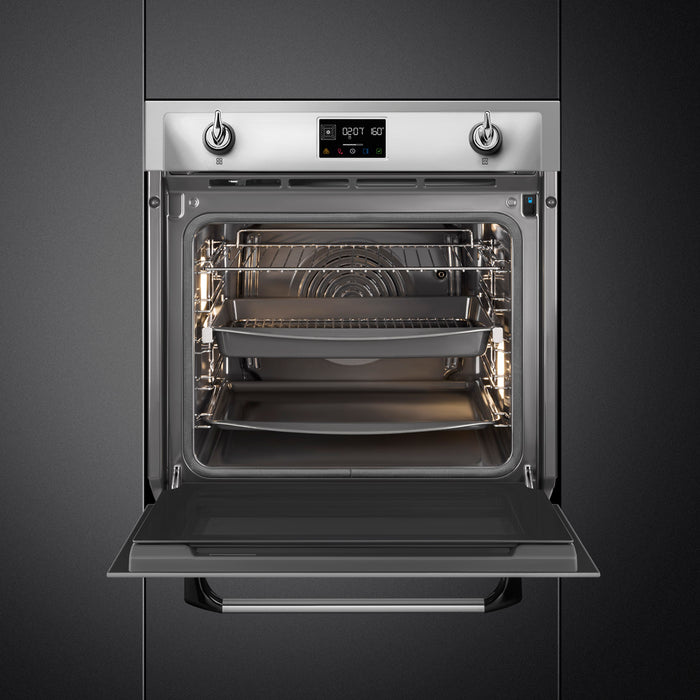 Smeg Victoria 60cm Built-In SteamOne Single Oven, Combi Steam, Pyrolytic - Stainless Steel | SMG SOP6902S2PX