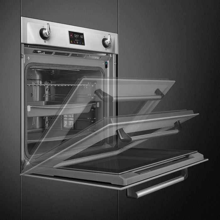 Smeg Victoria 60cm Built-In SteamOne Single Oven, Combi Steam, Pyrolytic - Stainless Steel | SMG SOP6902S2PX