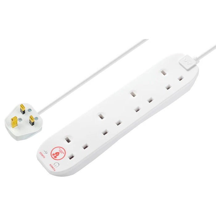 PRO-TECH Extension Lead Masterplug 4 Socket Surge Protected Extension Lead - White | SRG4210N-MP IRWINS MEGASTORE