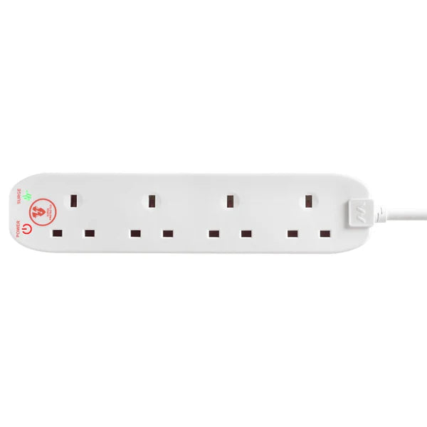 PRO-TECH Extension Lead Masterplug 4 Socket Surge Protected Extension Lead - White | SRG4210N-MP IRWINS MEGASTORE