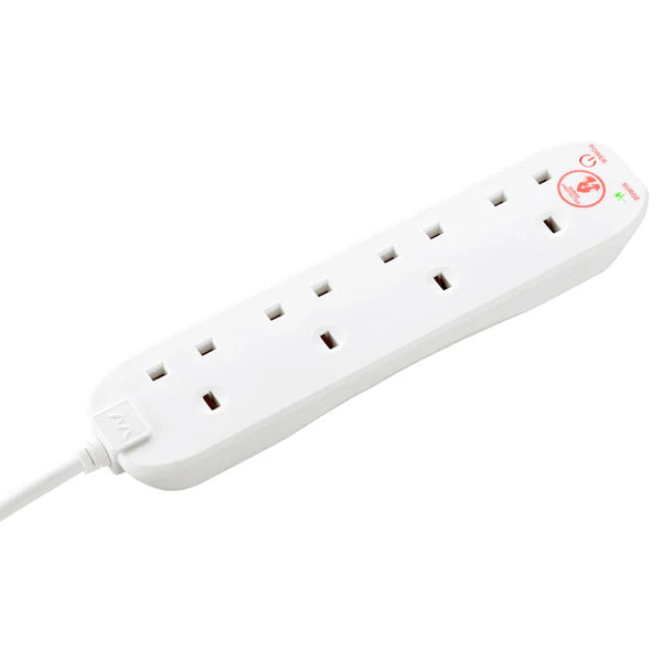 PRO-TECH Extension Lead Masterplug 4 Socket Surge Protected Extension Lead - White | SRG4210N-MP IRWINS MEGASTORE