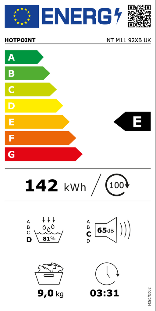 HOTPOINT Active Care 9kg Heat Pump Tumble Dryer - White | NTM1192XBUK