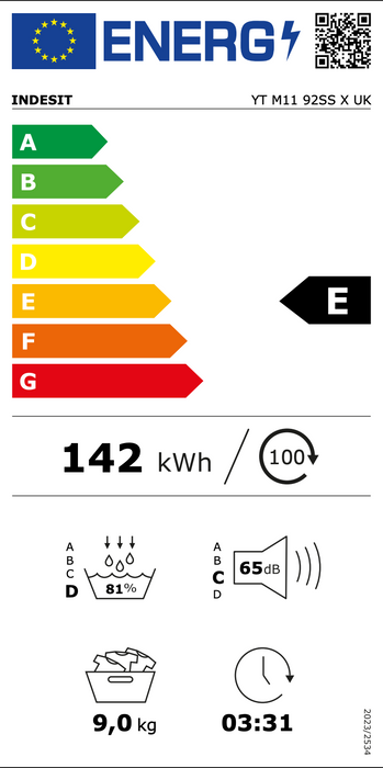 Indesit YTM1192SSXK 9kg Heat Pump Freestanding Tumble Dryer - Silver | YTM1192SSXUK