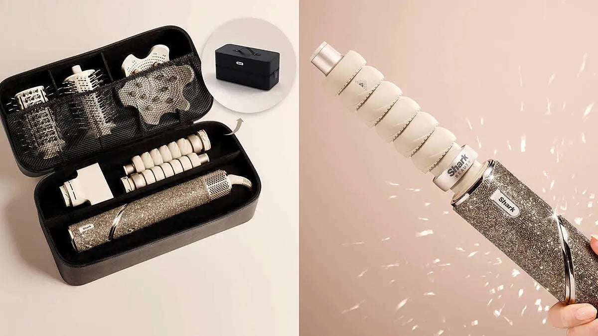 SHARK FlexStyle Sparkle 5-in-1 Air Styler & Hair Dryer with Storage Case - Gold Diamond Limited Edition | HD446JSUK