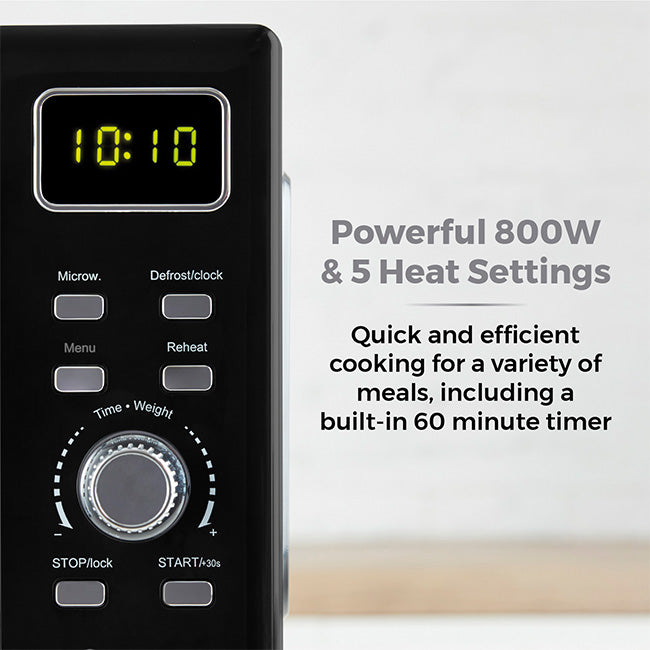 Tower 20L 800W Digital Microwave Mirror Door - Black and Chrome | EDL T24041BLK