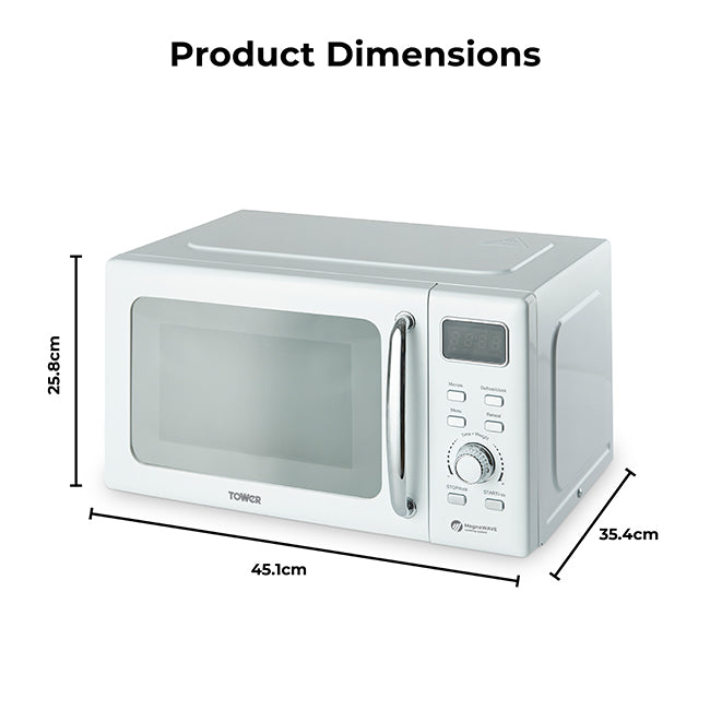 Tower 20L 800W Digital Microwave Mirror Door - White and Chrome | EDL T24041WHT