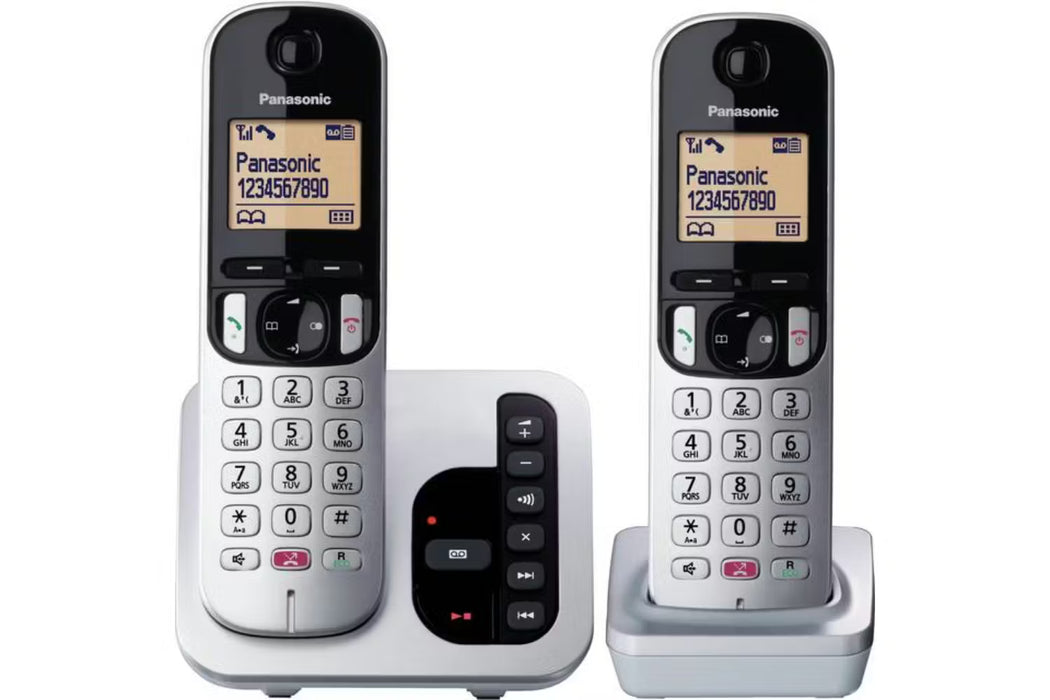 *OPEN BOX* Panasonic Twin Digital Cordless Phone with Answering Machine - Silver | KX-TGC262