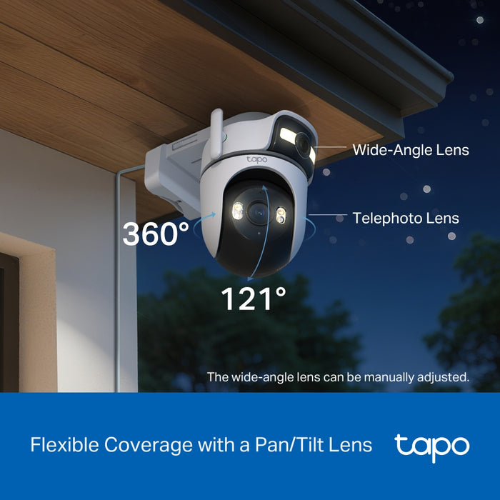 TP-Link Tapo TC47 2K Dual-Lens Outdoor Pan/Tilt Security Camera with Spotlights | TC47