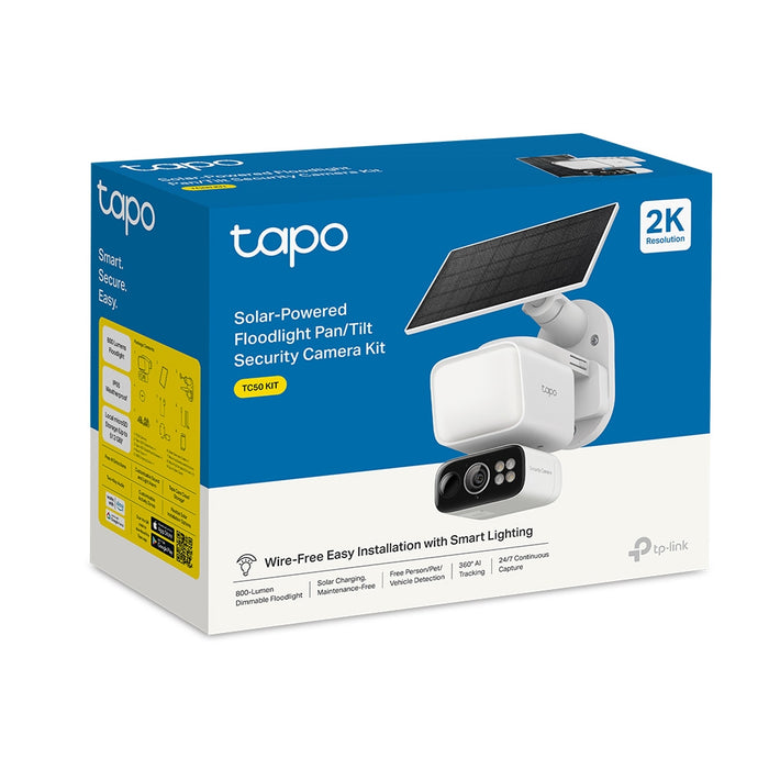 TP-Link Tapo 2K Solar-Powered Floodlight Pan/Tilt Security Camera with Solar Panel | TC50 KIT