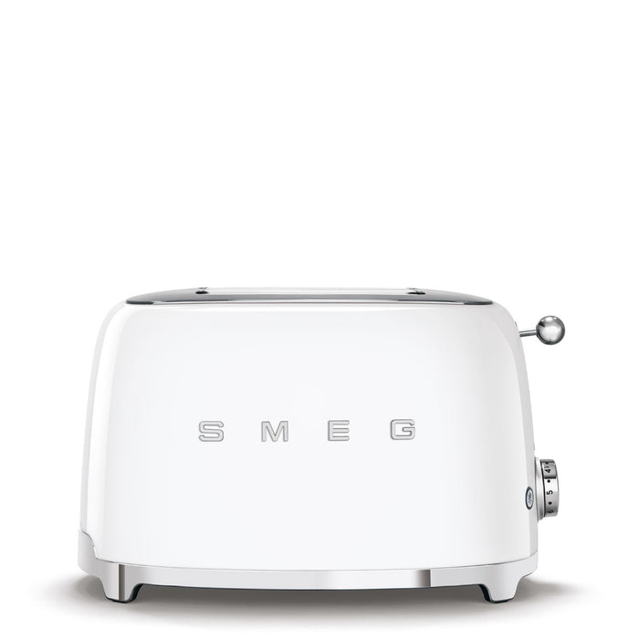 Smeg Toaster 2 Slice. Defrost, Reheat & Bagel Settings 50's Style - Gloss White | TTT TSF01WHUK