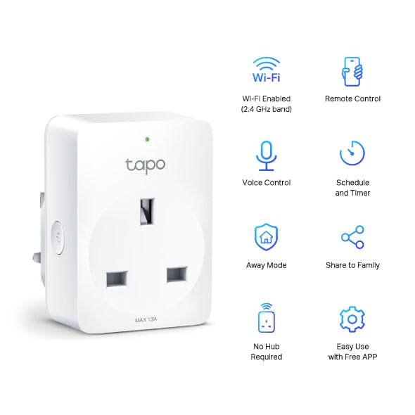 Tp-Link Tapo Mini Smart Wi-Fi Socket (2-Pack) | TAPOP100(2-PACK