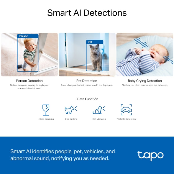 TAPO Pan/Tilt AI Home Security Wi-Fi Camera - White | TAPO C230