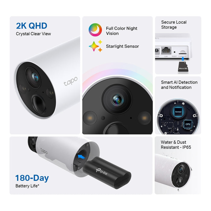 TP-Link 2K QHD Smart Wire-Free Security Camera TAPO C420S1 | TAPOC420S1