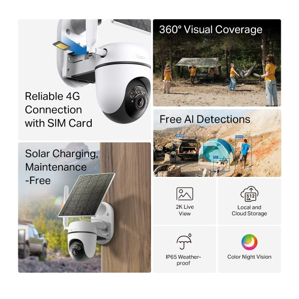 Tp-Link Tapo Solar-Powered Pan/Tilt 4G LTE Security Camera Kit | TAPO C615G KIT