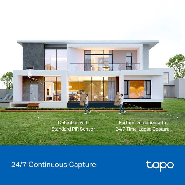 TP-Link Tapo C630 KIT 3K 5MP Solar-Powered Pan & Tilt Outdoor Security Camera with AI Tracking and 6700mAh Battery - White | TAPO C630 KIT