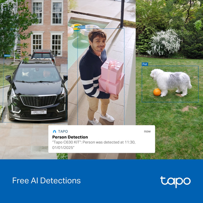 TP-Link Tapo C630 KIT 3K 5MP Solar-Powered Pan & Tilt Outdoor Security Camera with AI Tracking and 6700mAh Battery - White | TAPO C630 KIT